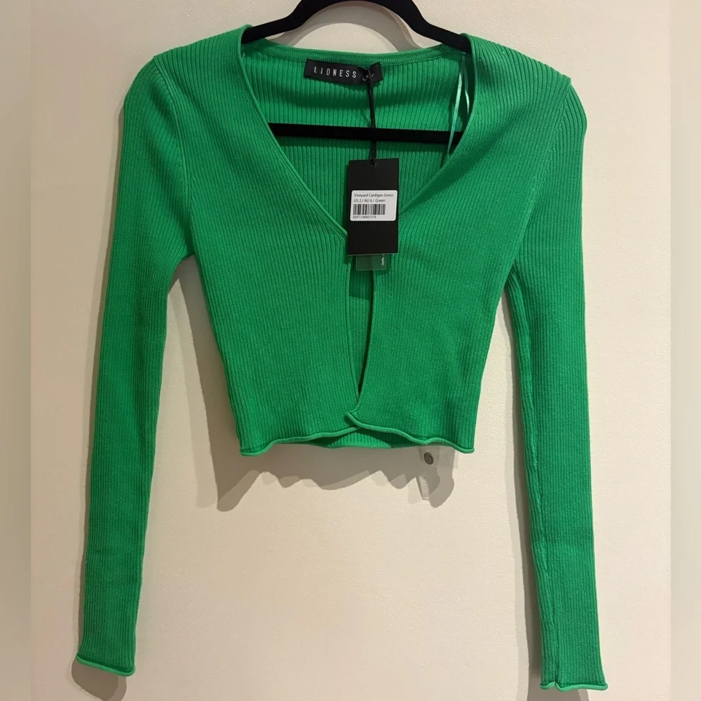 Lioness Vineyard Cardigan Ribbed Green Size 2 NWT - Picture 7 of 10